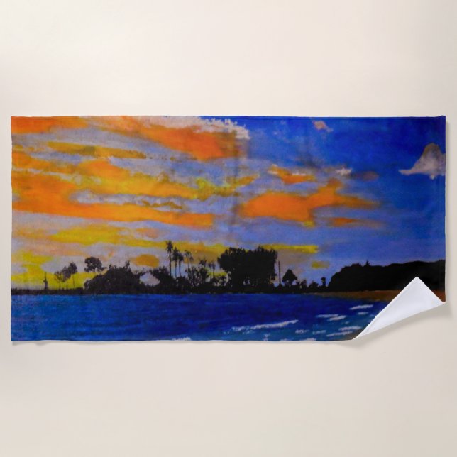 Sunset harbor beach towel (Front)
