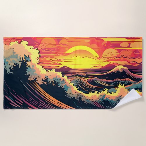 Sunset Harmony of Sea and Sky Beach Towel
