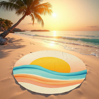 Sunset Harmony Wave Round Beach Towel