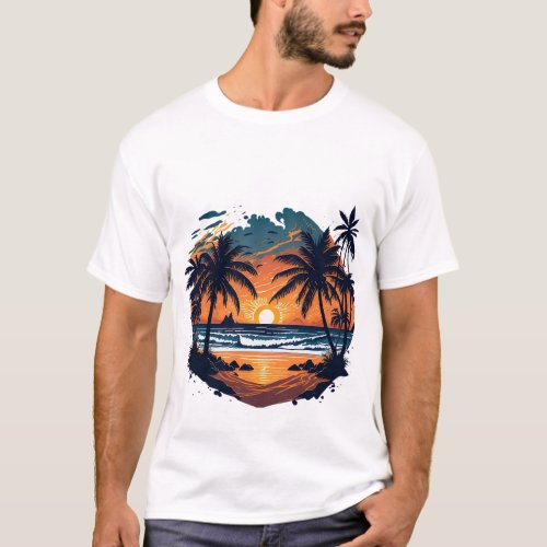 Sunset Hawaii Beach  T_Shirt