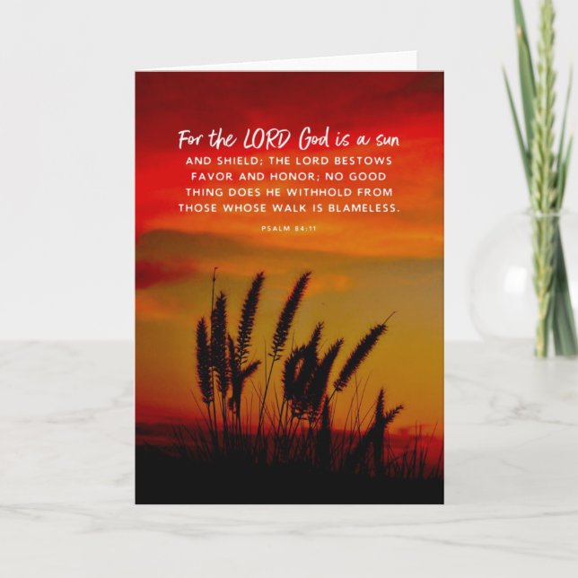Sunset Hay Bible Verse Psalm 84 11 Invitation (Front)
