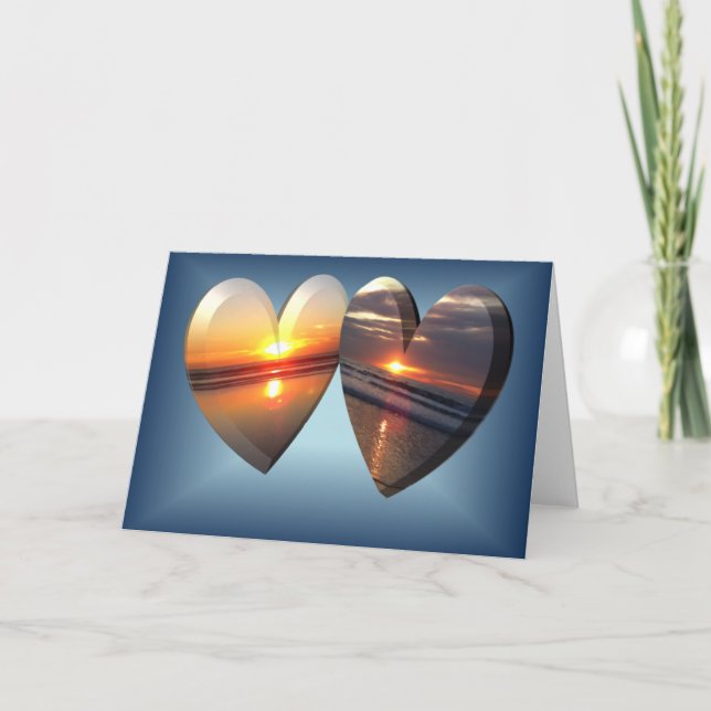 Sunset Hearts Holiday Card (Front)