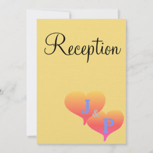 Sunset Hearts Mellow Yellow Blue Monogram Invitation