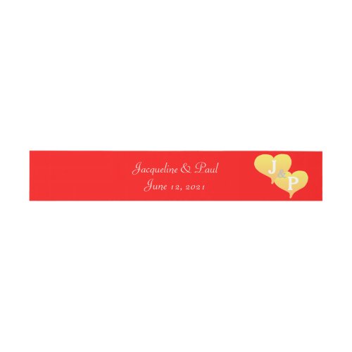 Sunset Hearts Red Monogrammed Wedding Belly Band