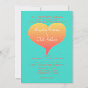 Sunset Hearts Turquoise Invitation