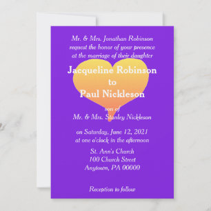 Sunset Hearts Violet Wedding Invitation