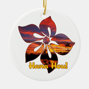 Sunset Hibiscus Hawaiian Ornaments