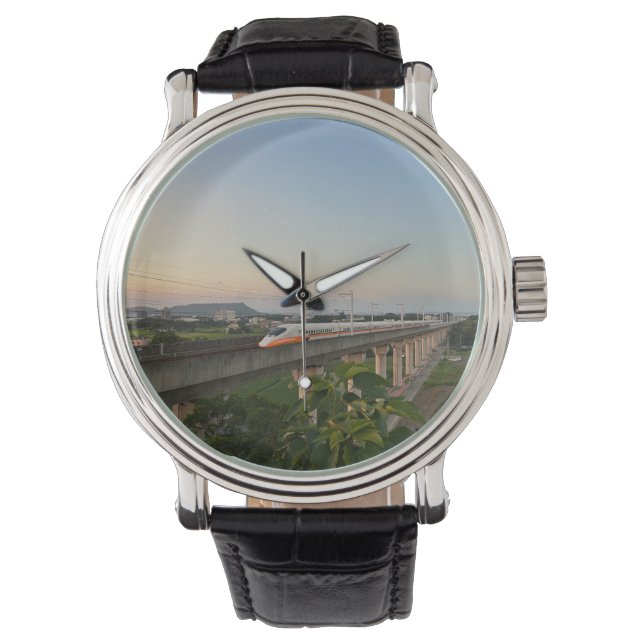 Sunset High-Speed Train: Modern Rail Landscape Watch (Front)