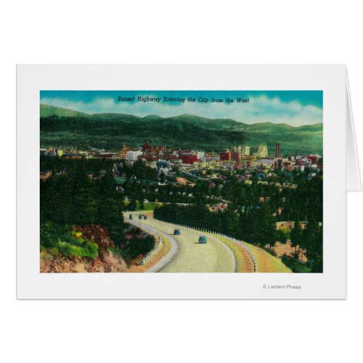 Sunset Highway entering Spokane from the West Cards (Front Horizontal)
