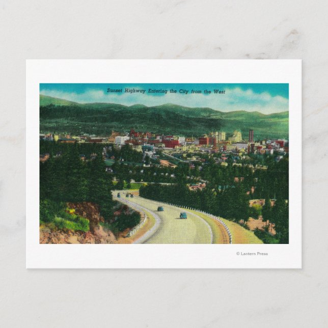 Sunset Highway entering Spokane from the West Postcard (Front)