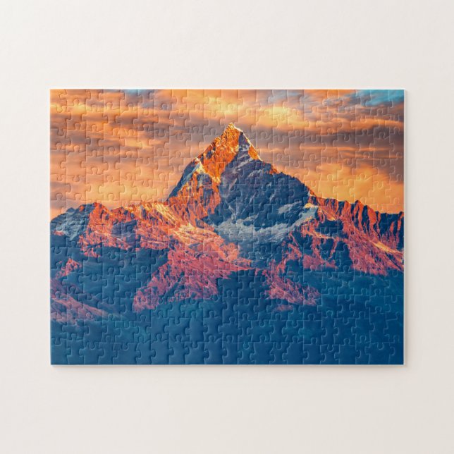Sunset Himalaya Snow Mountains Nepal Travel Jigsaw Puzzle (Horizontal)