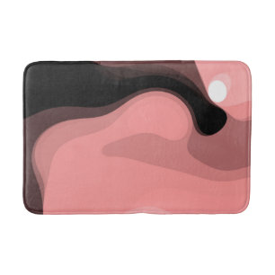 Sunset Horizon: Abstract Pink, Black & White Bath Mat