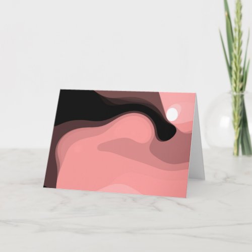 Sunset Horizon Abstract Pink Black  White Card
