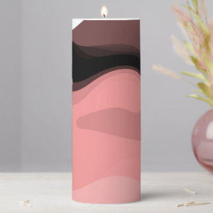 Sunset Horizon: Abstract Pink, Black & White Pillar Candle