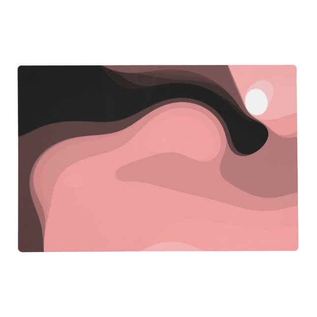 Sunset Horizon: Abstract Pink, Black & White Placemat (Front)