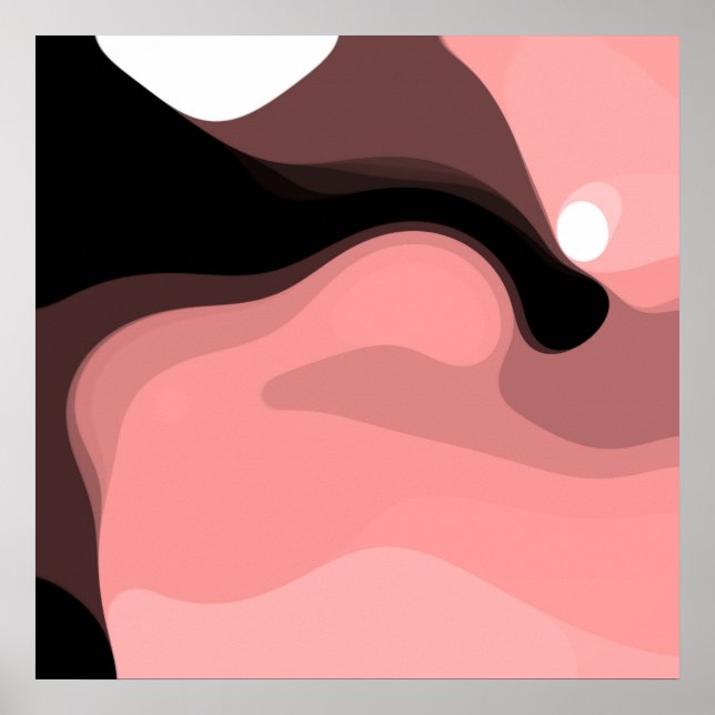 Sunset Horizon: Abstract Pink, Black & White Poster (Front)