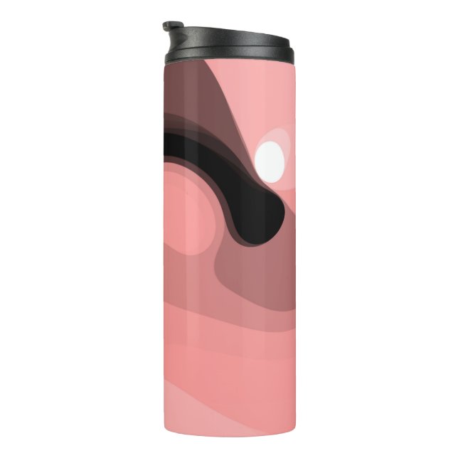 Sunset Horizon: Abstract Pink, Black & White Thermal Tumbler (Rotated Right)