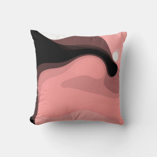 Sunset Horizon: Abstract Pink, Black & White Throw Pillow