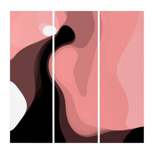 Sunset Horizon: Abstract Pink, Black & White Triptych (Front)