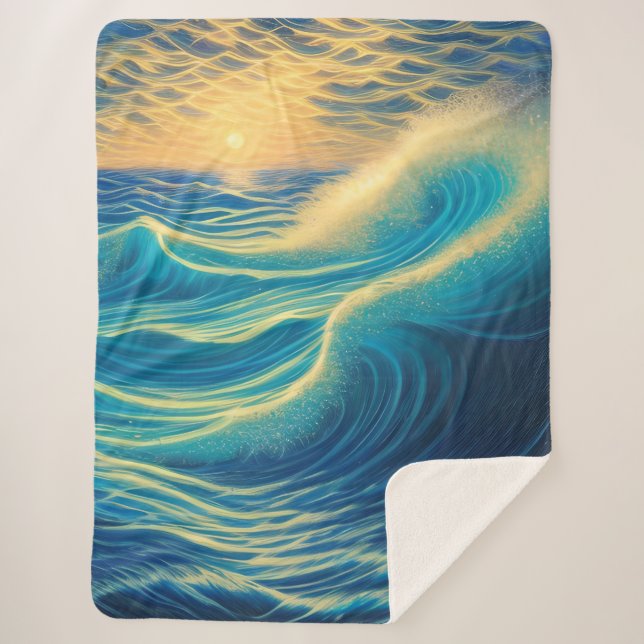 Sunset Horizon by the Beach Sherpa Blanket (Front)