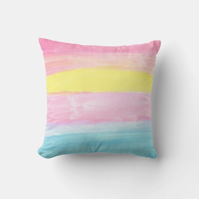 Sunset Horizon Watercolor Abstract  Throw Pillow (Front)