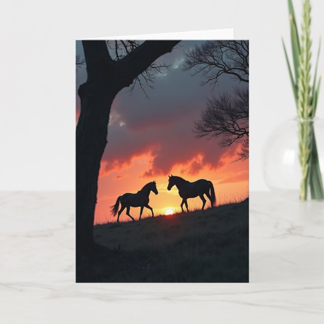 Sunset Horse Birthday Card (Front)
