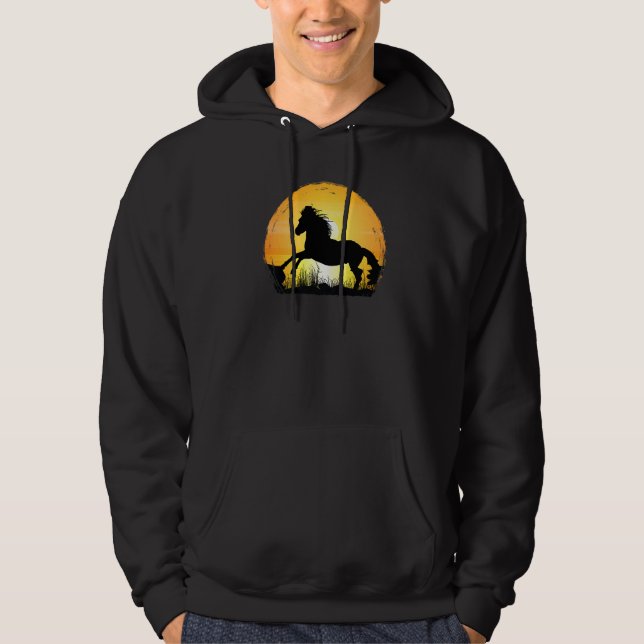 Sunset Horse Breed Silhouette  Appaloosa Hoodie (Front)