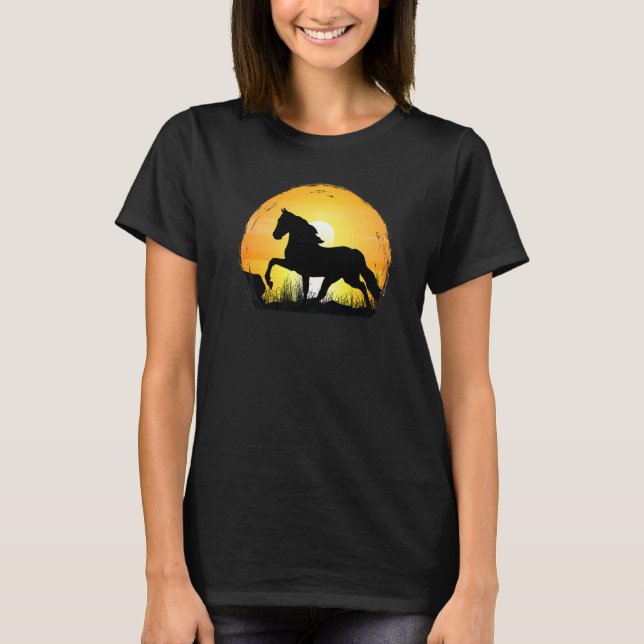 Sunset Horse Breed Silhouette  Haflinger Horse T-Shirt (Front)