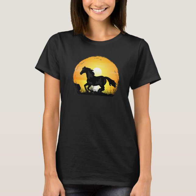 Sunset Horse Breed Silhouette  Paint Horse T-Shirt (Front)