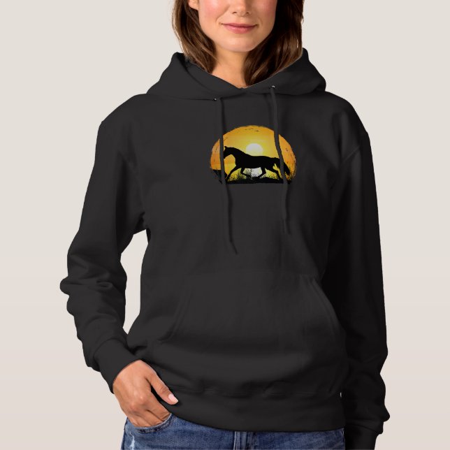 Sunset Horse Breed Silhouette  Warmblood Hoodie (Front)