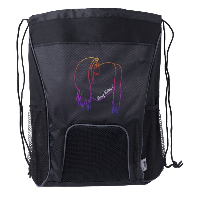 Sunset Horse Heart Drawstring Backpack (Front)