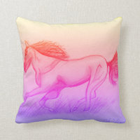 Sunset Horse Pilow Throw Pillow