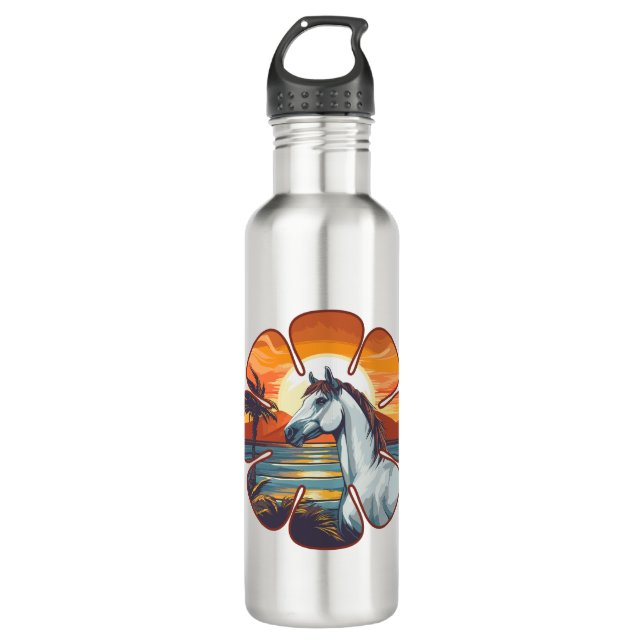 Sunset Horse Stainless Steel Water Bottle (Front)
