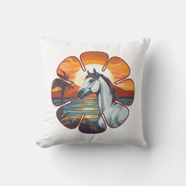 Sunset Horse Throw Pillow (Front)