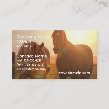Sunset Horses  Business Card by HorseStall at Zazzle