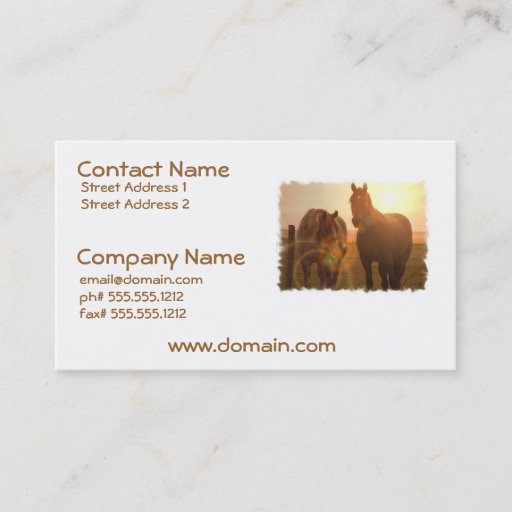 Customizable Sunset Horses  Business Card