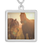 Sunset Horses  Sterling Silver Necklace