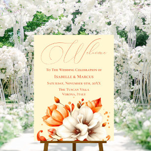 Sunset Hues Floral Wedding Welcome Sign