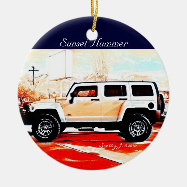 "Sunset Hummer" © 2010 S.J. Ceramic Ornament (Front)