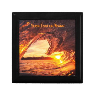 Sunset image Shimmering gold sea ocean waves Gift Box