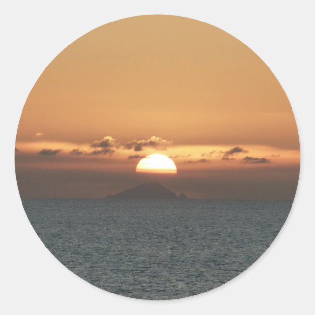 Sunset in Antigua I Seascape Photography Classic Round Sticker (Front)