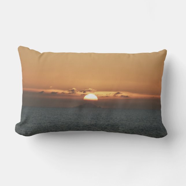 Sunset in Antigua I Seascape Photography Lumbar Pillow (Front)