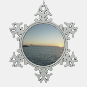 Sunset in Antigua II Island Seascape Snowflake Pewter Christmas Ornament
