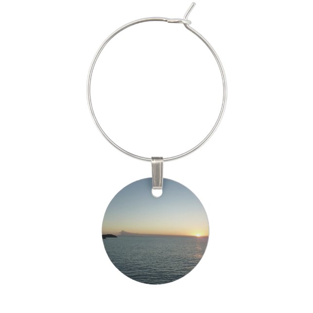 Sunset in Antigua II Island Seascape Wine Glass Charm (Front)