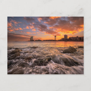 Sunset In Barcelona Postcard