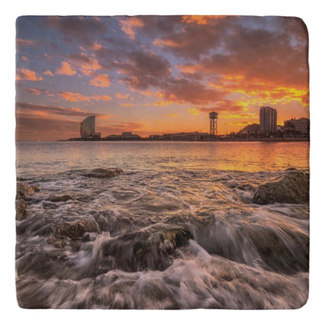 Sunset In Barcelona Trivet (Front)