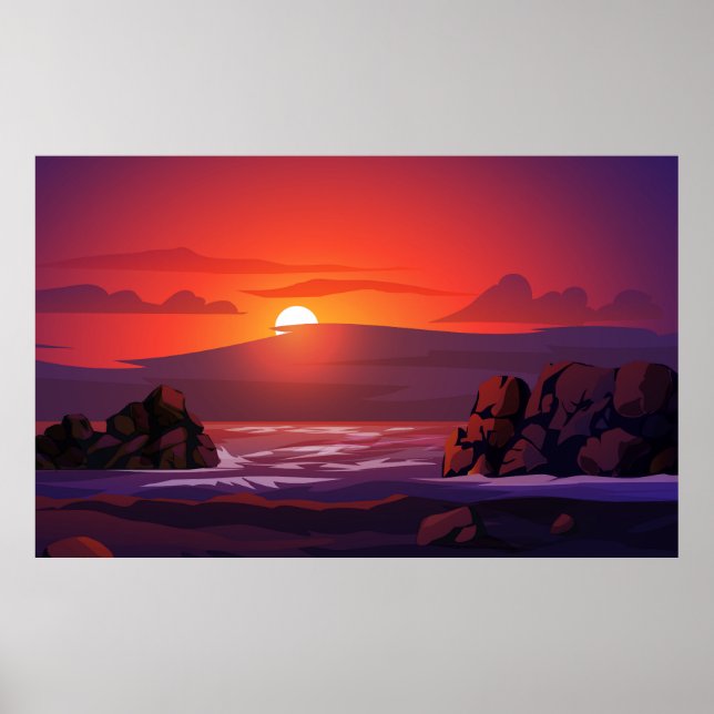 Sunset in beach poster (Front)