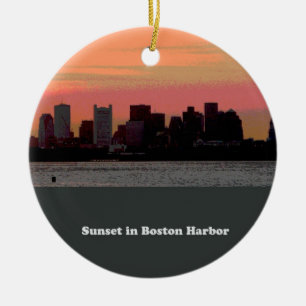 Sunset in Boston Harbor Ceramic Ornament