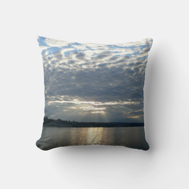 Sunset in British Columbia Canadian Seascape Throw Pillow (Front)