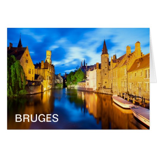 Sunset in Bruges. Belgium Cards (Front Horizontal)